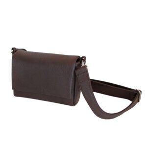 Rankinė / delninė „Kakavinė laimė“ - Ruda (tamsi) veganiška oda, M